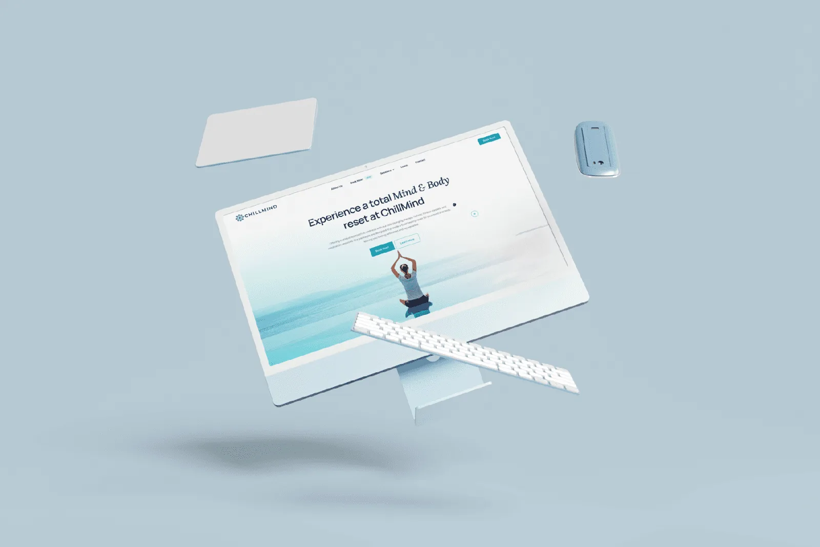 ChillMind wellness platform presented as a floating desktop interface