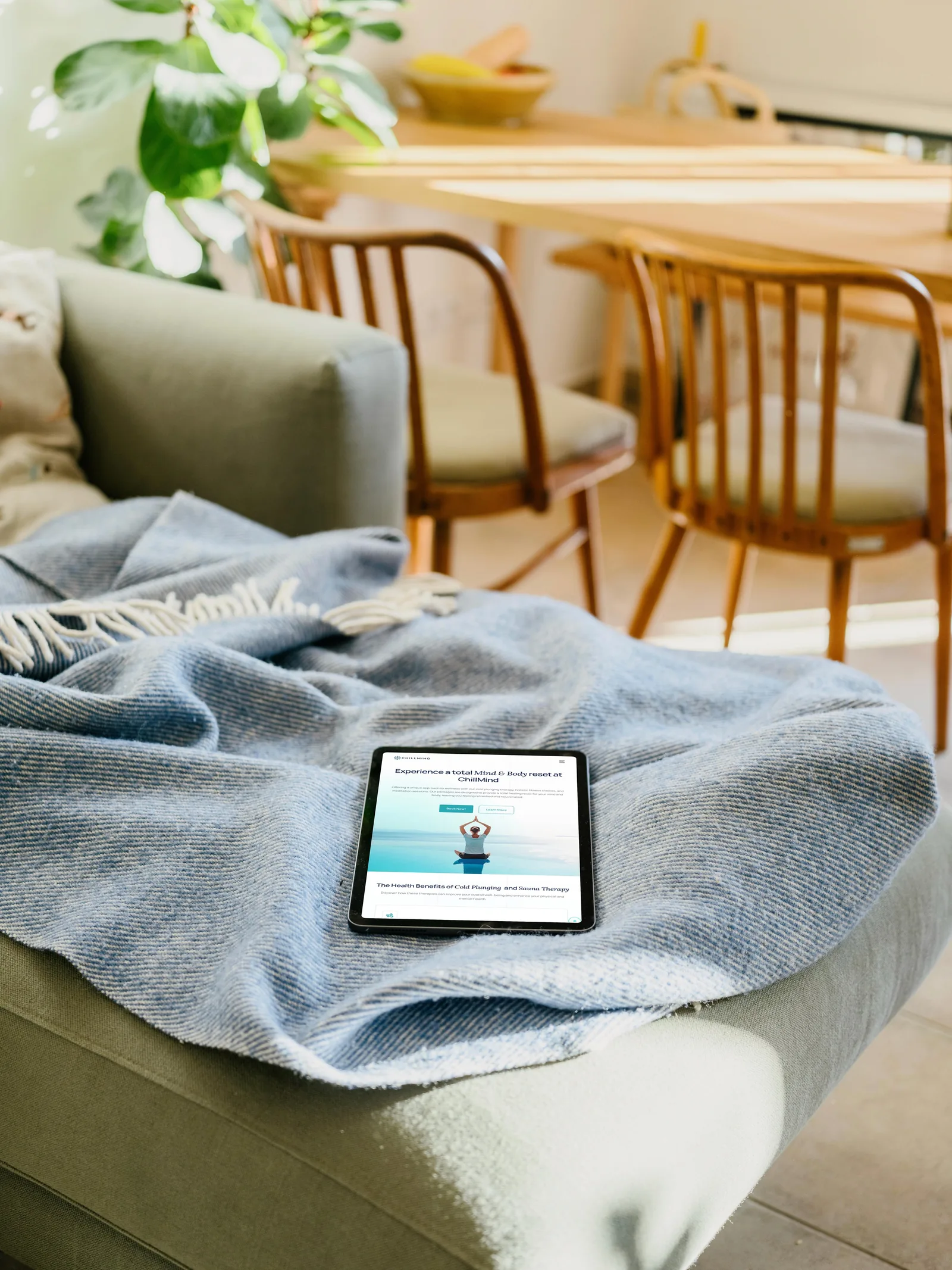 Wellness website on tablet, demonstrating thoughtful website design.