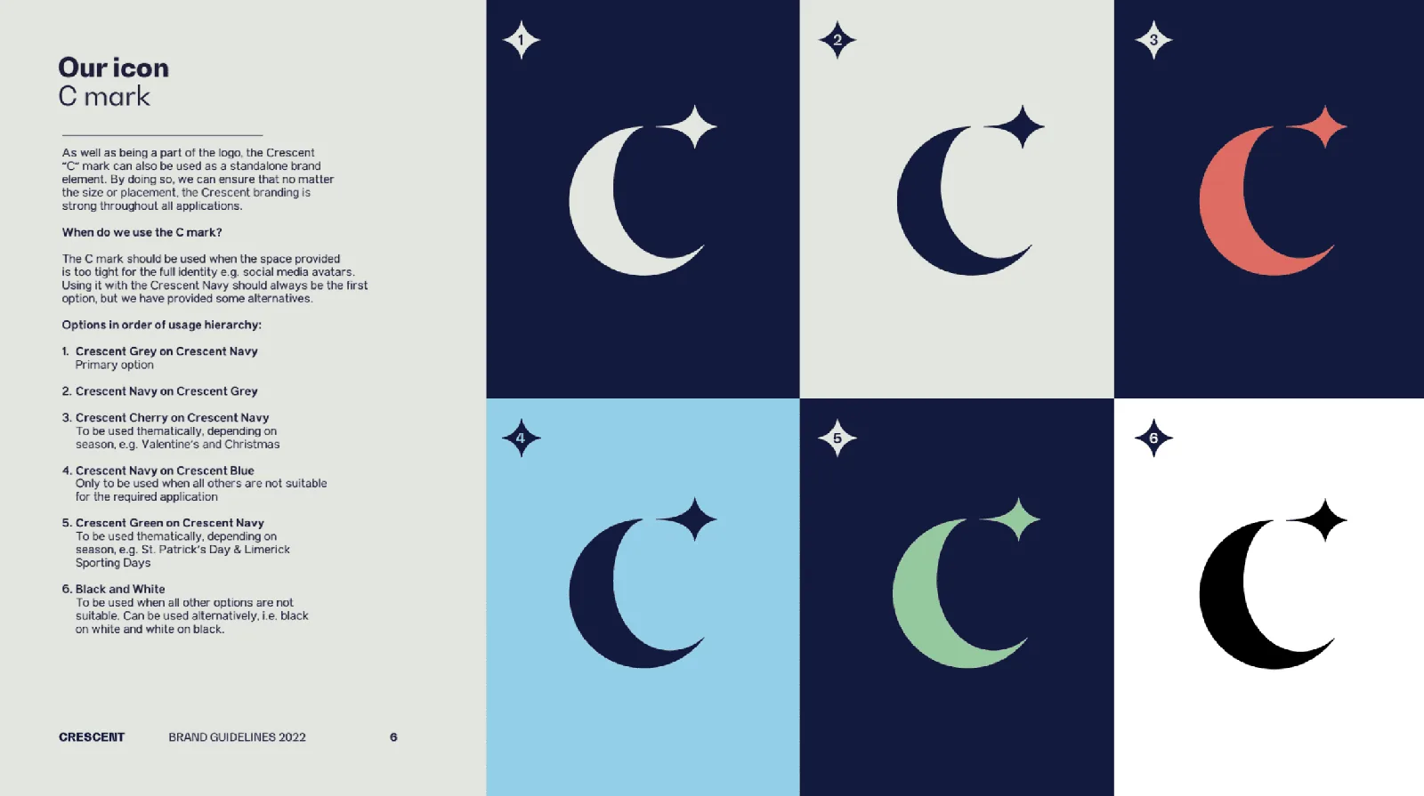 C mark icon color variations for brand identity design guidelines.