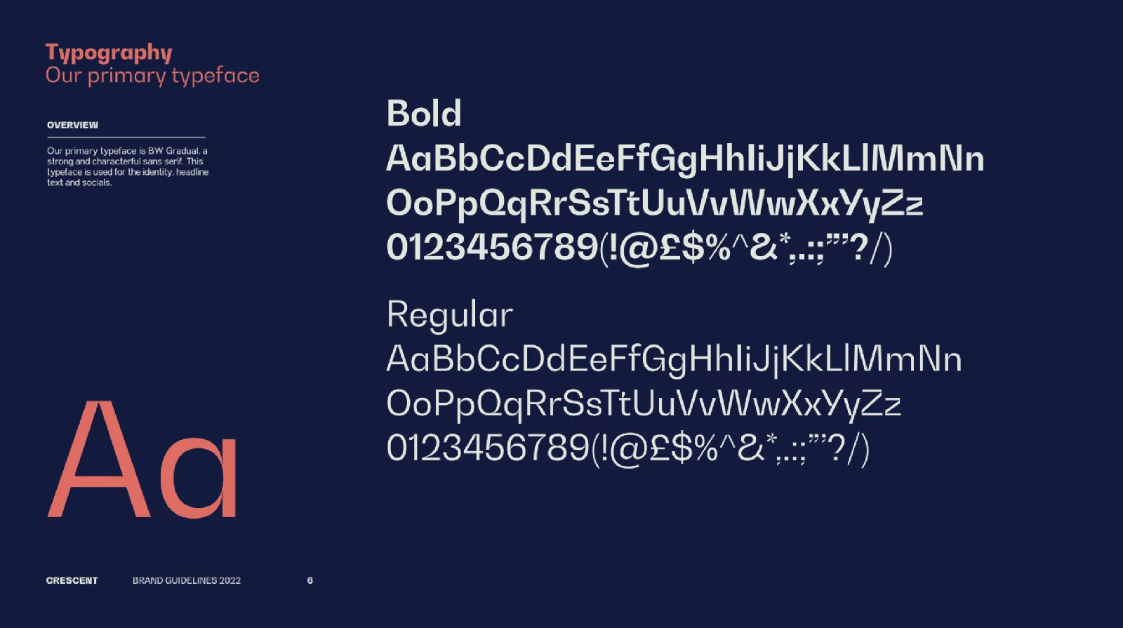 Typography guidelines showing primary typeface for brand identity design.