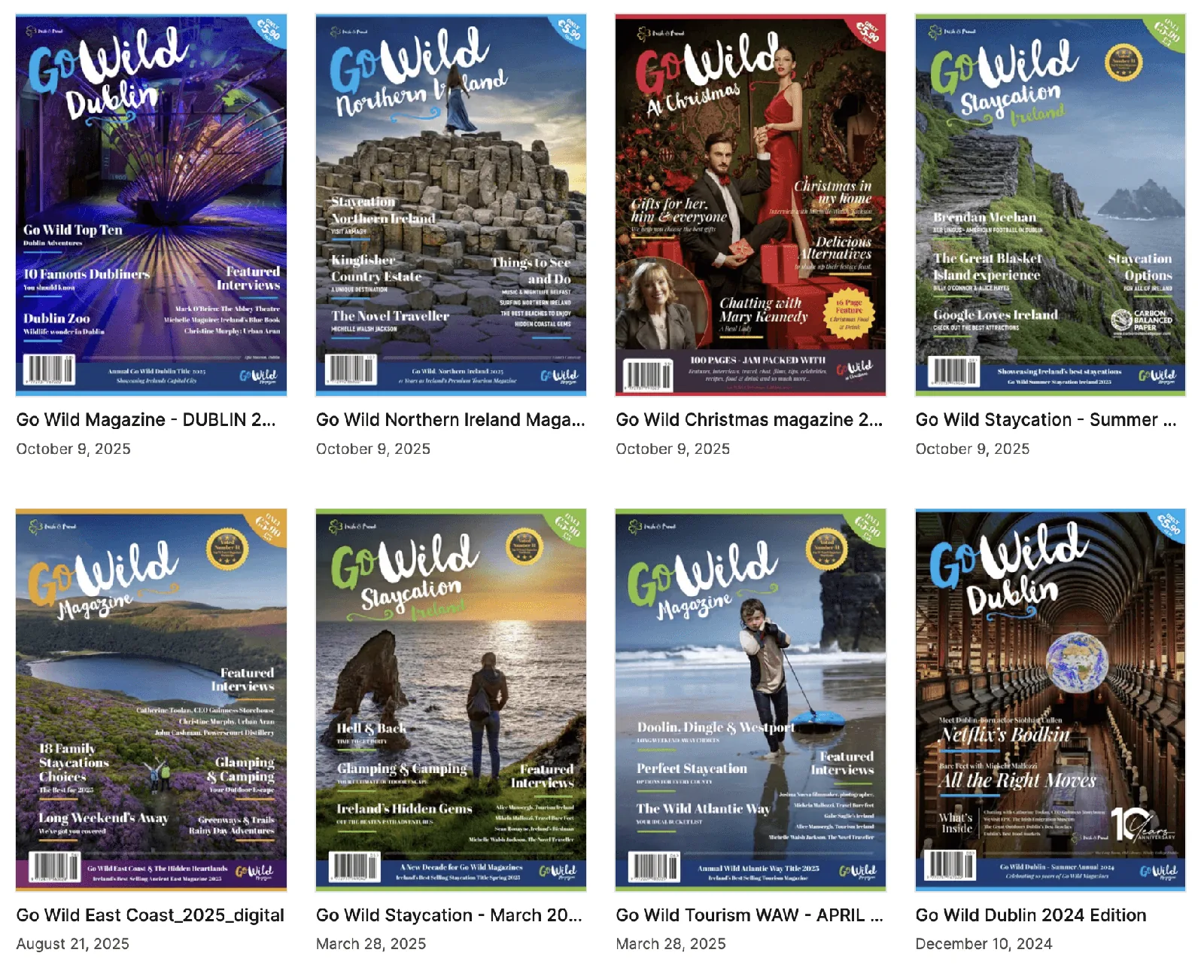 Go Wild Magazine covers, a design portfolio from Graphic House.