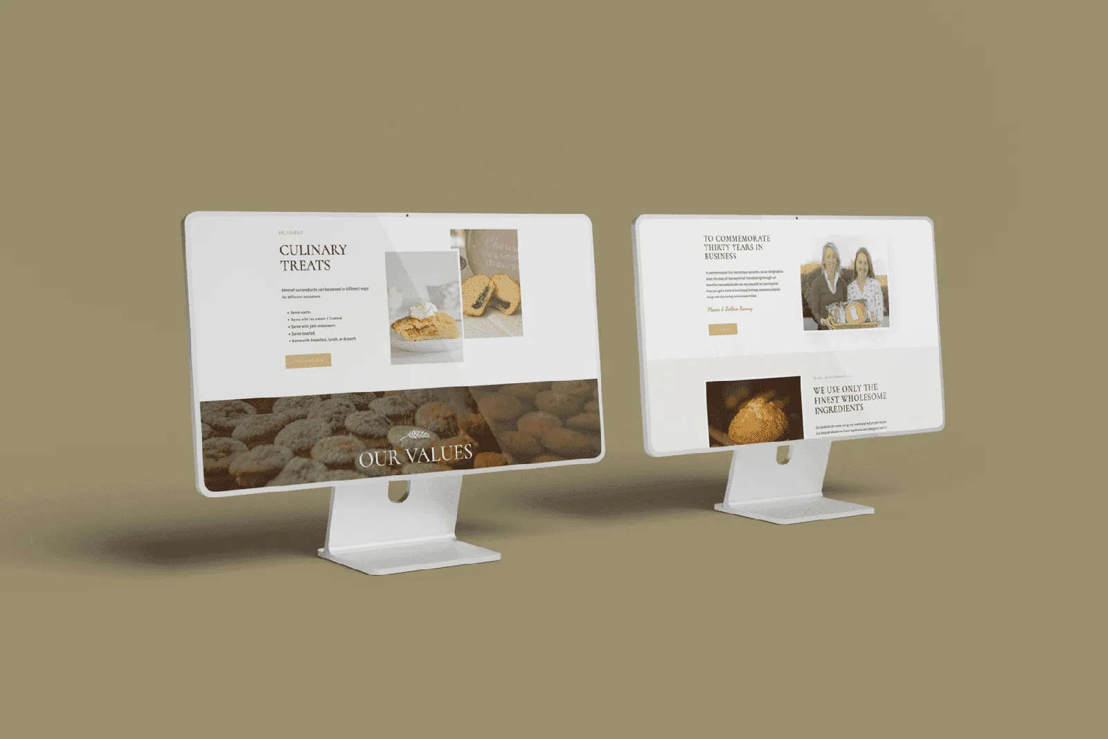 Professional website design featuring culinary treats and brand story.