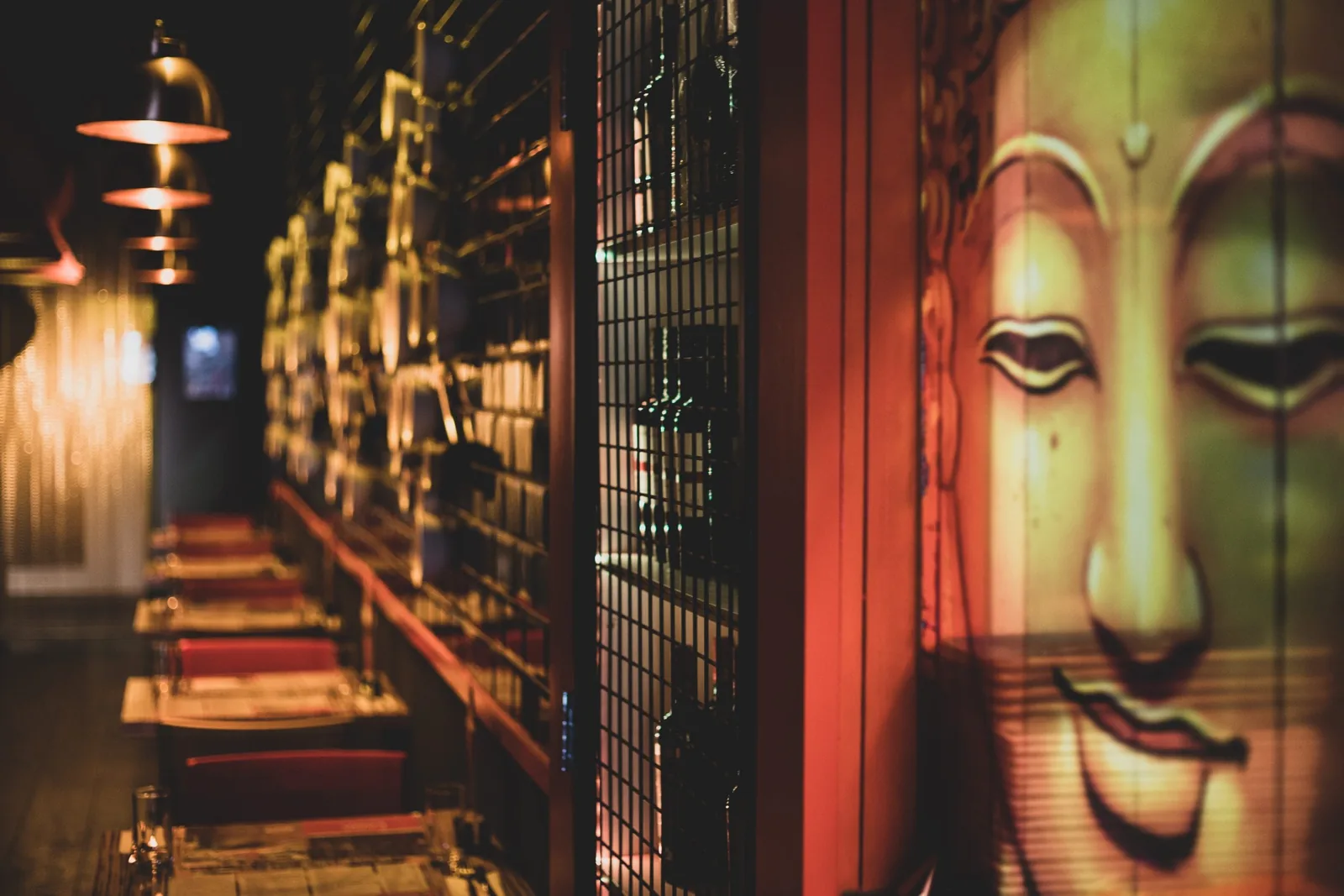 Buddha mural in a restaurant interior for a website design client.