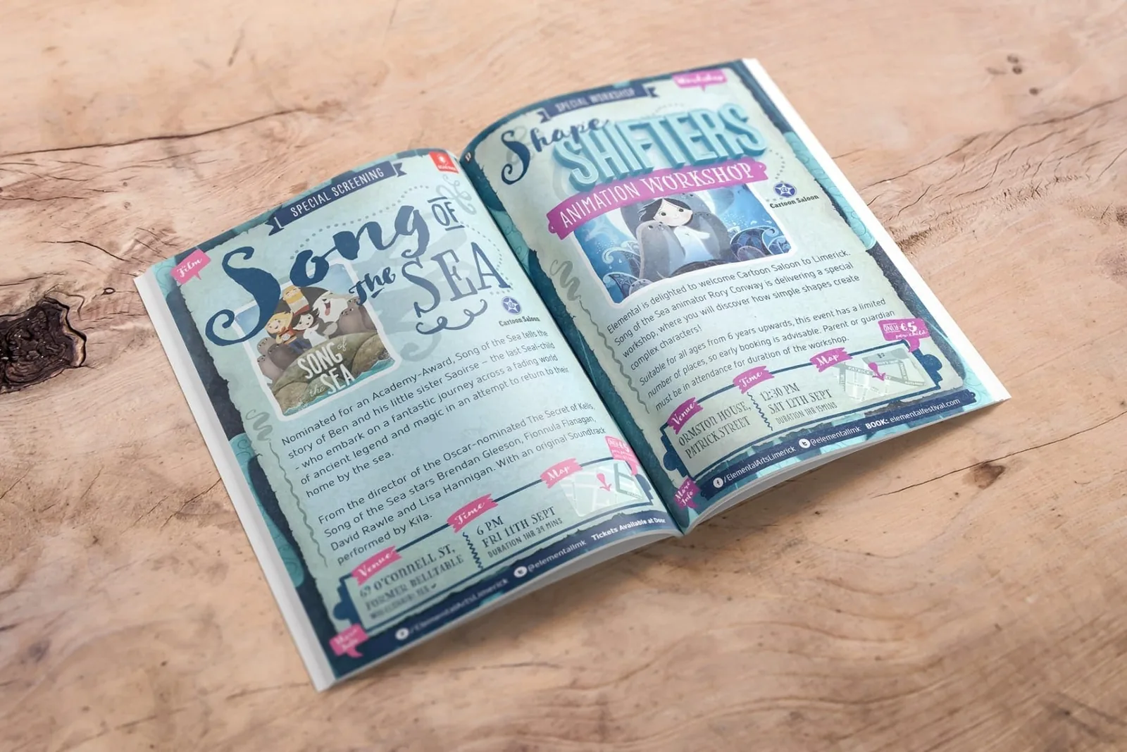 Event programme booklet demonstrating clean print design for website design.