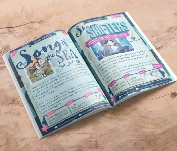Designed event brochure for Limerick events, showcasing brand identity design.