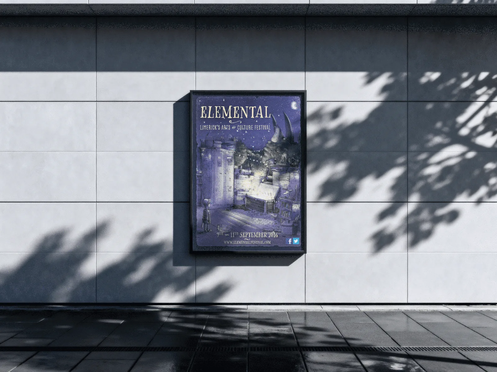 Elemental Limerick Arts Festival poster installed in the city