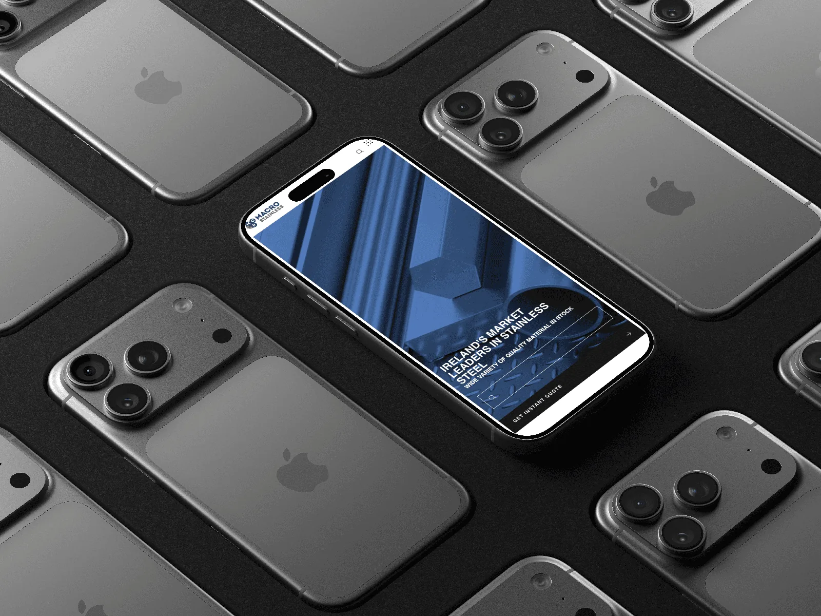 Macro Stainless responsive website shown across a pattern of mobile devices
