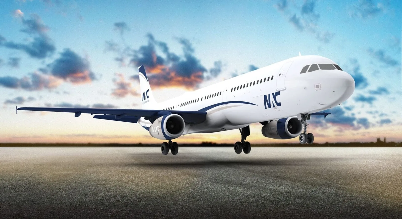 Airplane taking off, representing global reach with website design.