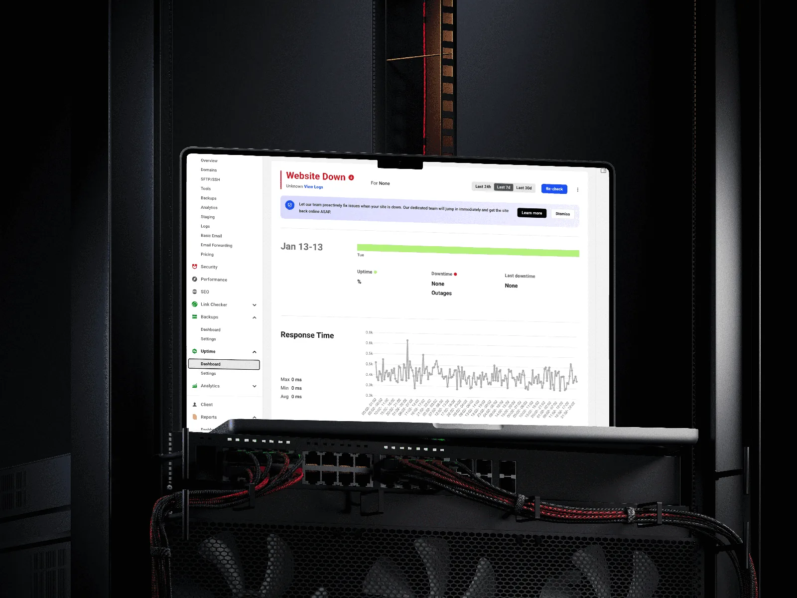 Website uptime and response time monitoring for website maintenance Ireland.
