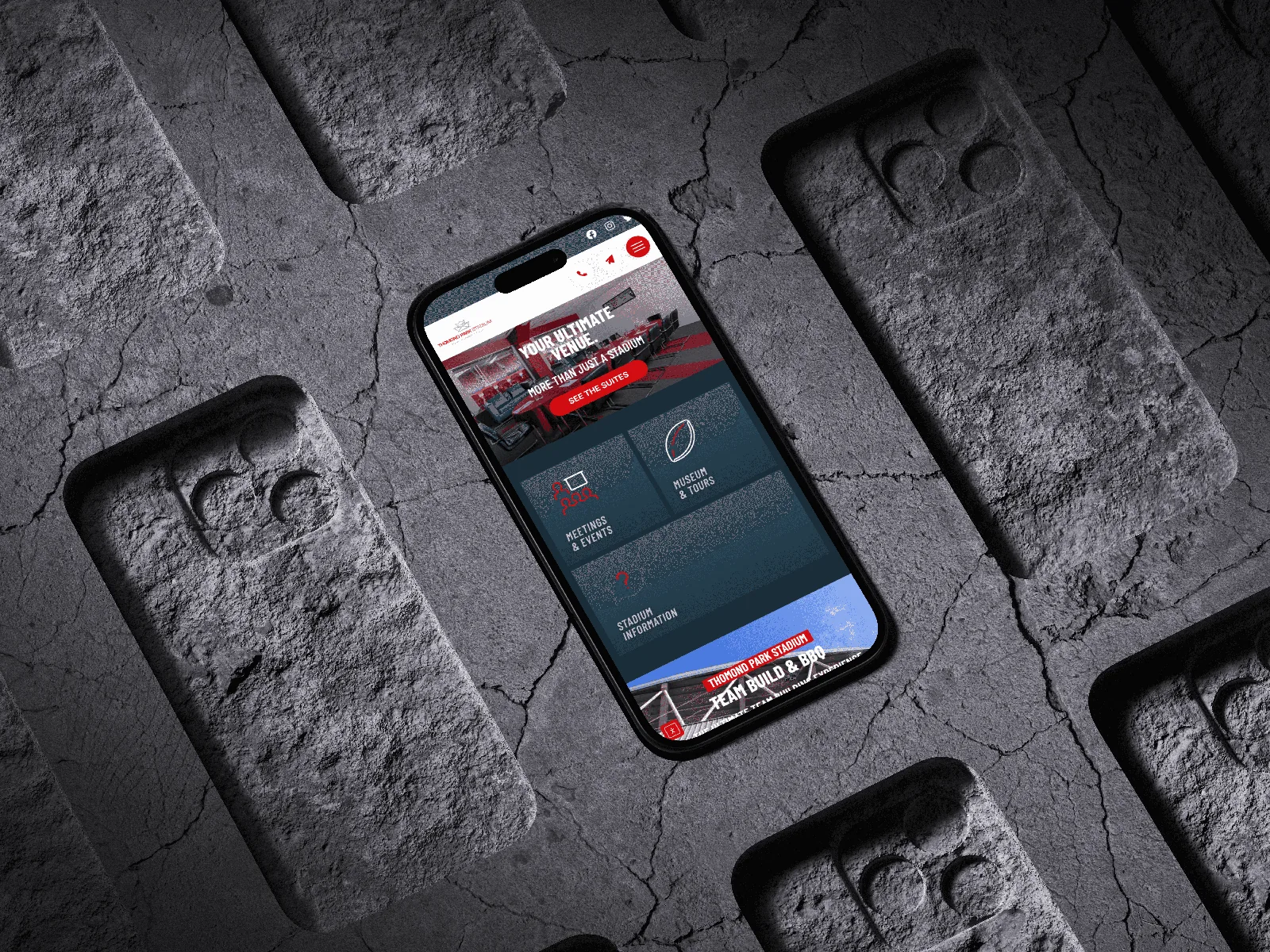 Smartphone displaying a clean, mobile-responsive website design site.