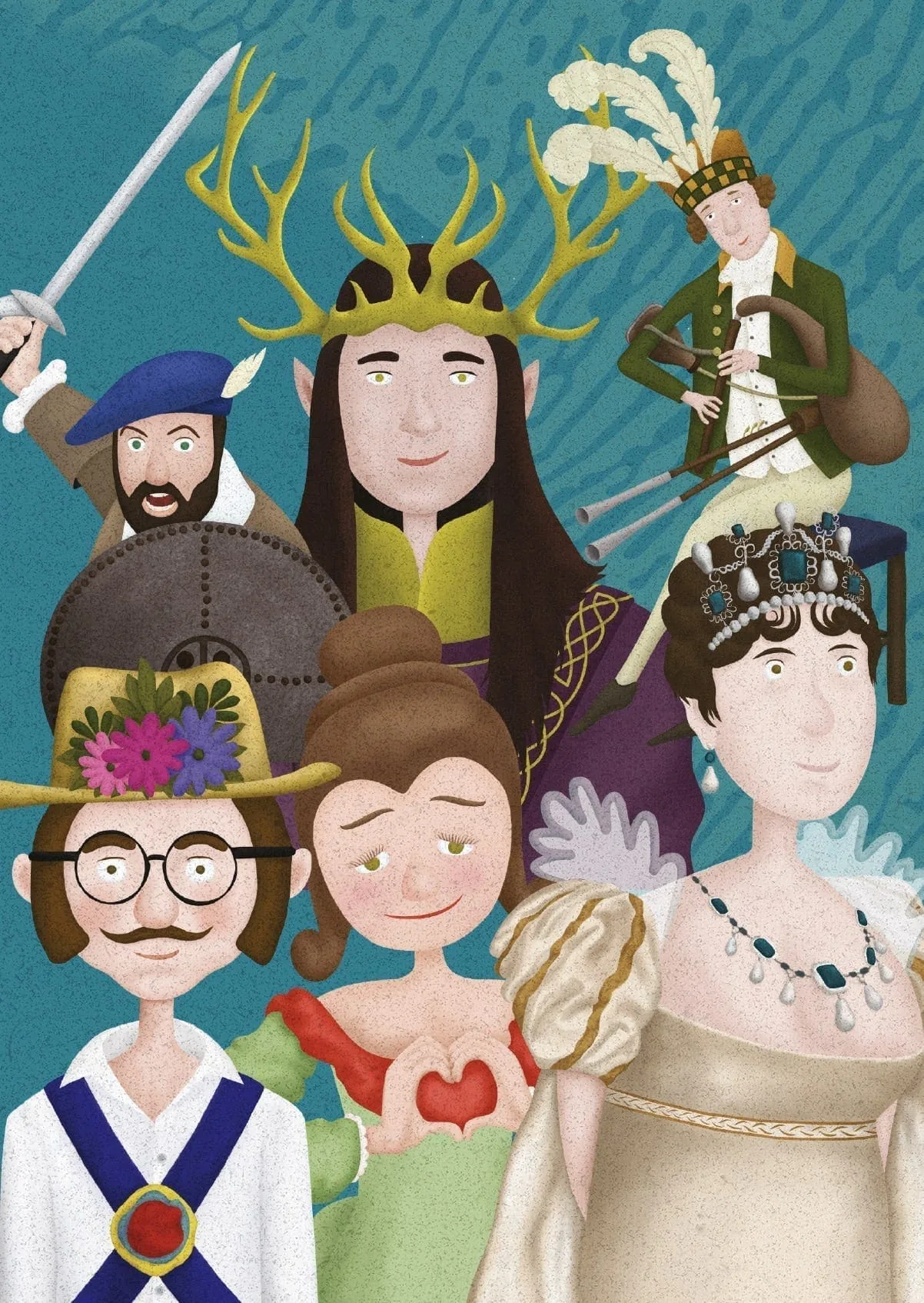 Tradoodle illustrated cast of traditional music characters